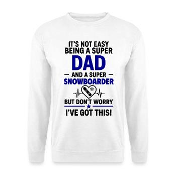 Herz + Snowboard – Super Papa Snowboarder - Unisex Pullover - Weiß - Vorne