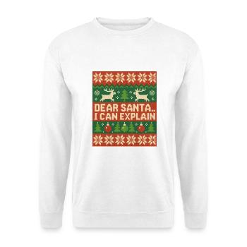 Ugly Christmas Dear Santa I Can Explain - Unisex Pullover - Weiß - Vorne