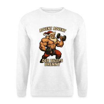 Entraînement de la salle de sport du Père Noël Biceps Burns - Sweat-shirt Unisexe - blanc - Devant