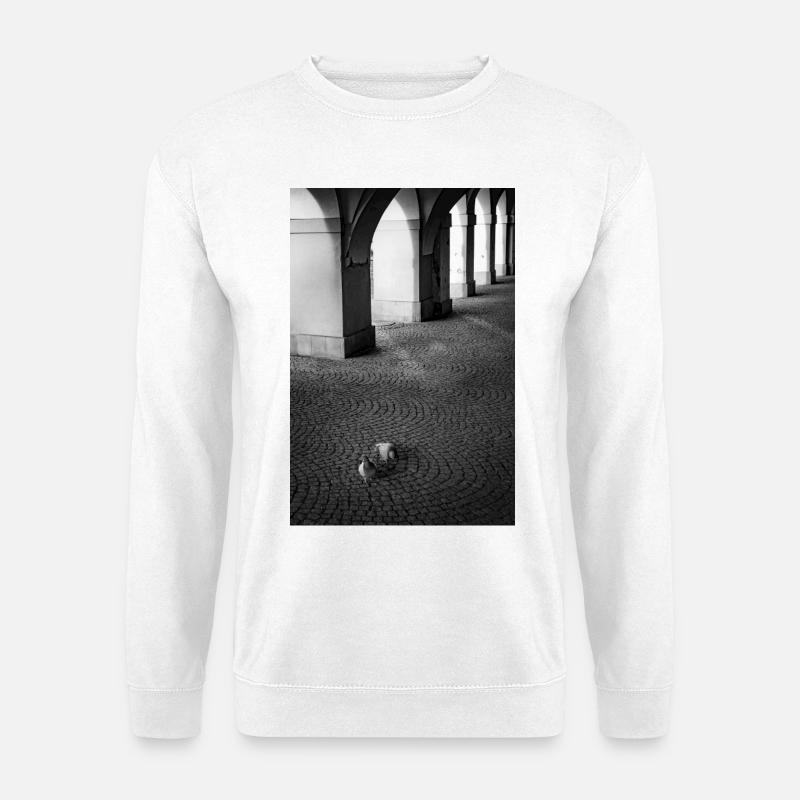 Schatten der Bögen und Tauben - Unisex Pullover - Weiß