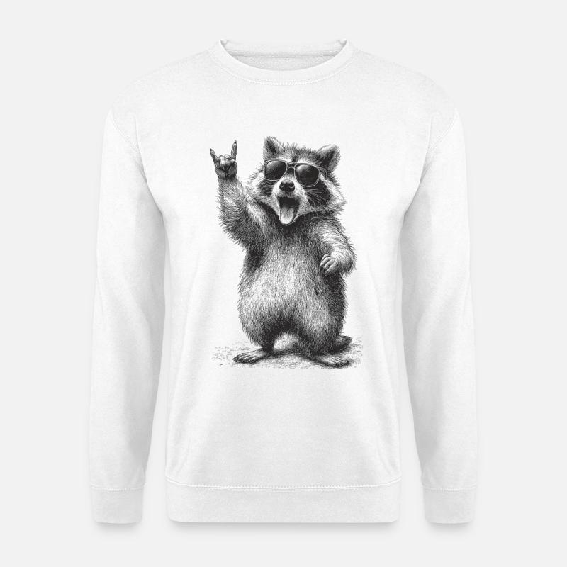 Raccoon Silhouette mit Pfotengruß - Unisex Pullover - Weiß