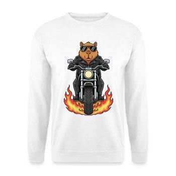 Cool Biker Capybara Motorradflammen - Unisex Pullover - Weiß - Vorne