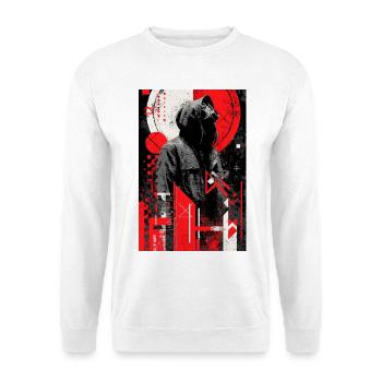 Gasmask Hoodie Grunge Duotone - Unisex Pullover - Weiß - Vorne