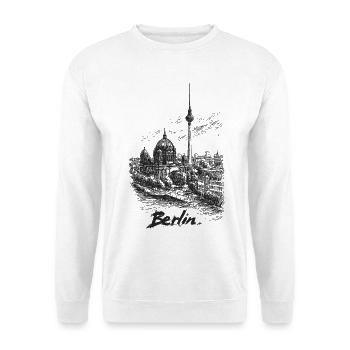 Berliner Skyline Silhouette - Unisex Pullover - Weiß - Vorne