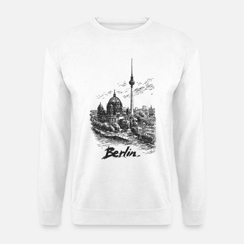 Berliner Skyline Silhouette - Unisex Pullover - Weiß