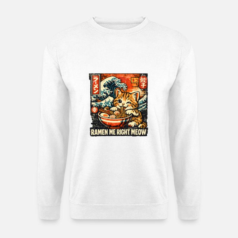 Ramen Katze Kanagawa - Unisex Pullover - Weiß