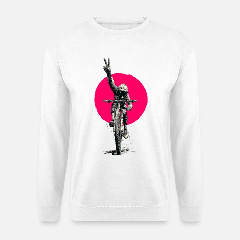 Motocross Peacezeichen Neon Rosa - Unisex Pullover - Weiß