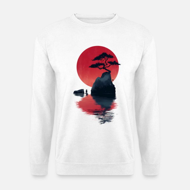 Roter Zen Sonnenuntergang Insel - Unisex Pullover - Weiß