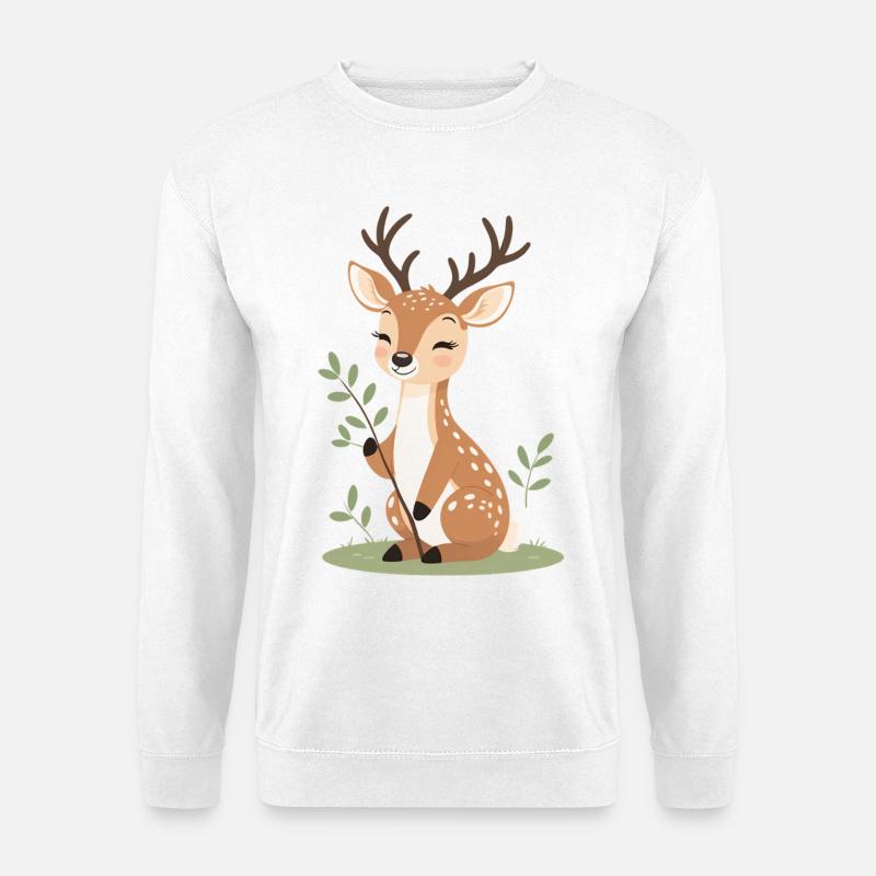 Kuschelde Reh im Wald - Unisex Pullover - Weiß