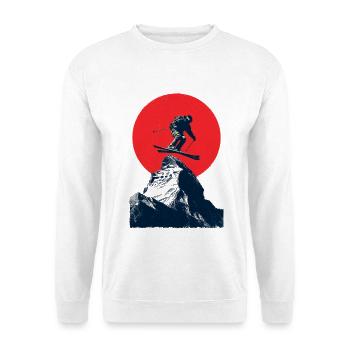 Skisprung über Felsgipfel - Unisex Pullover - Weiß - Vorne