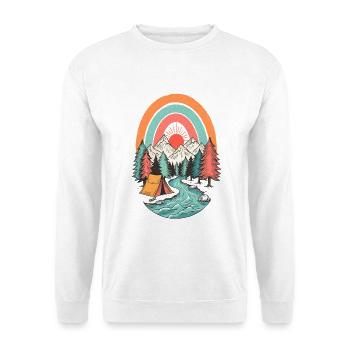 Camping en montagne dans le Sonnenbogen - Sweat-shirt Unisexe - blanc - Devant