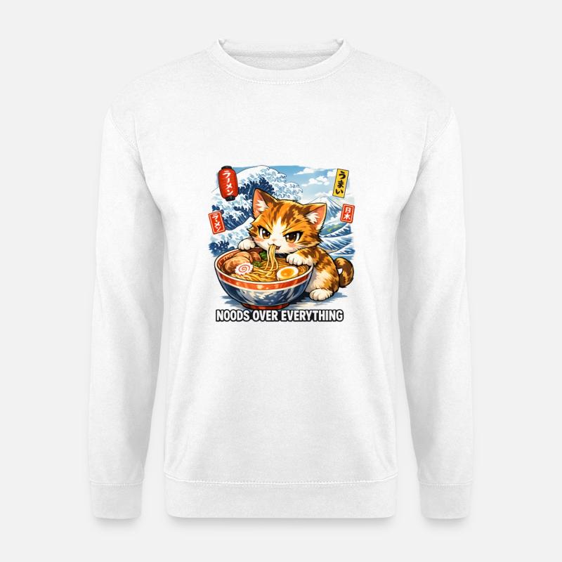 Ramen Kawaii Katze Anime - Unisex Pullover - Weiß