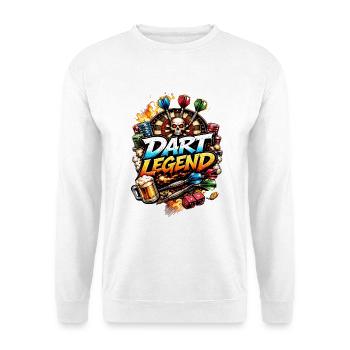 Dart Legend: Feuer, Skull & Darts - Unisex Pullover - Weiß - Vorne