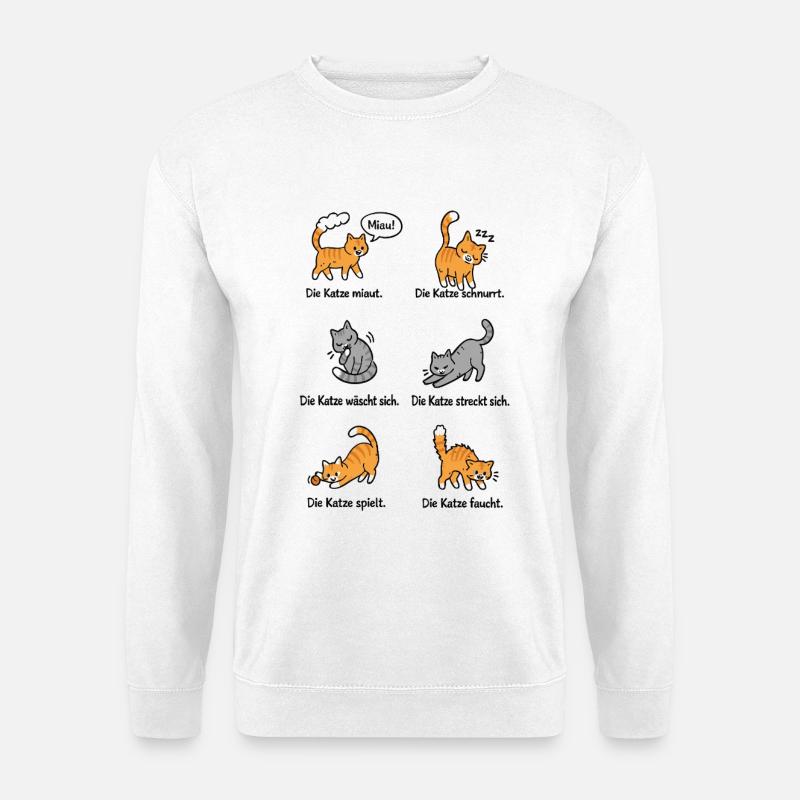 Katzenlaute Verspielte Katzenmotive - Unisex Pullover - Weiß