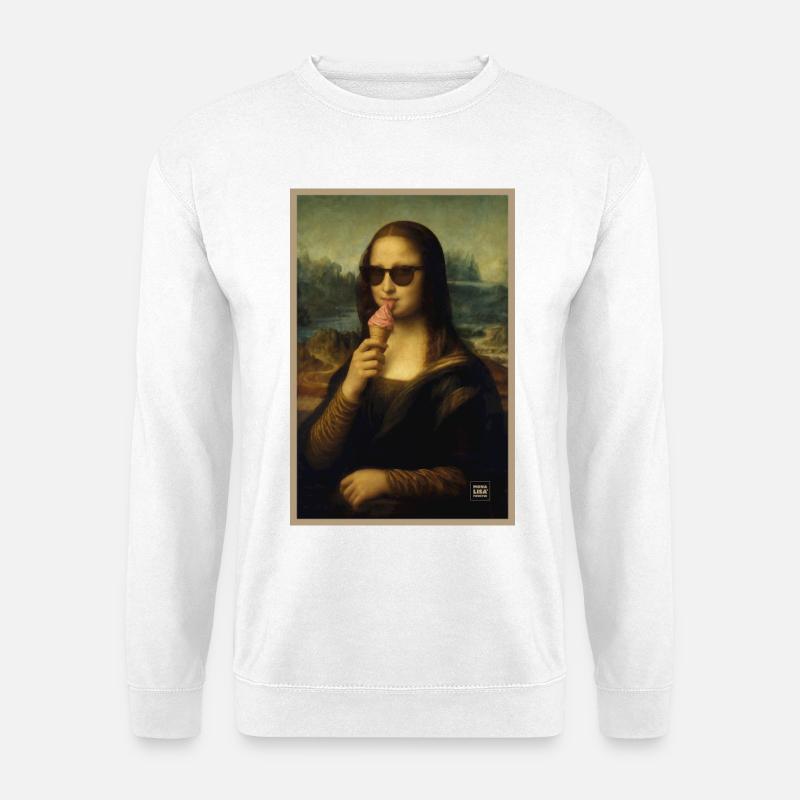 Mona Lisa leckt Eiscreme - Unisex Pullover - Weiß