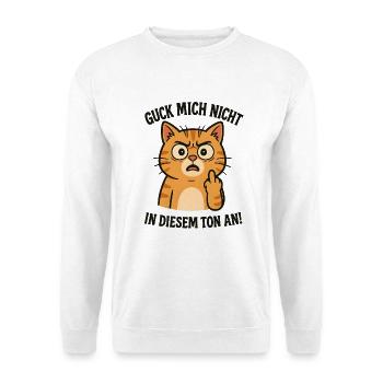 Morgenmuffel Katze mit Mittelfinger - Unisex Pullover - Weiß - Vorne