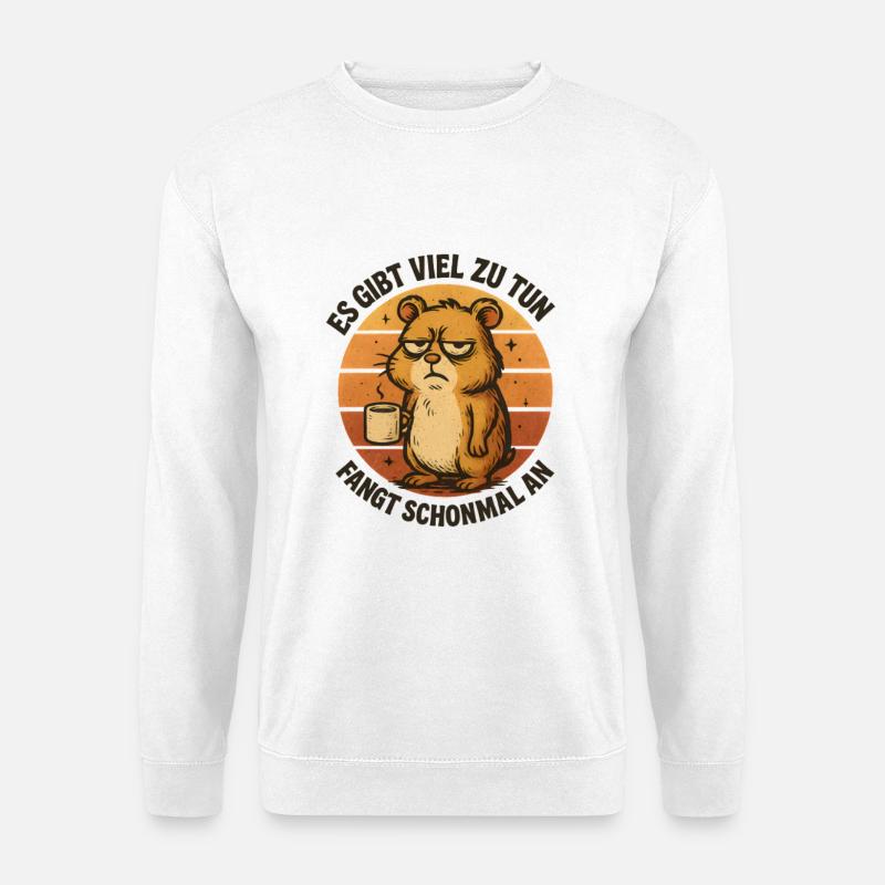 Grimmiger Hamster mit Kaffee - Unisex Pullover - Weiß