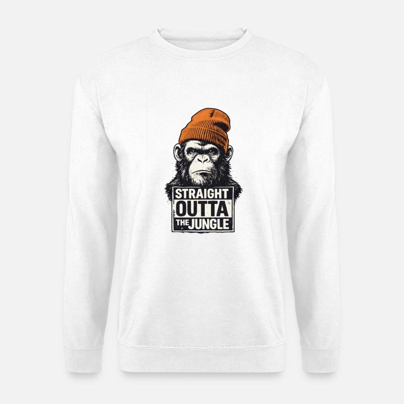 Straight Outta The Jungle Monkey - Unisex Pullover - Weiß