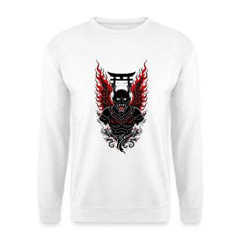 Geflügelter Oni-Dämon – Japanische Torii Rote Flammen – - Unisex Pullover - Weiß - Vorne