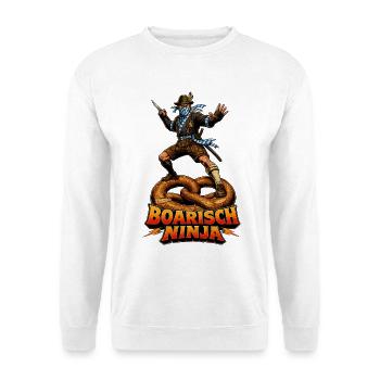 Boarisch Ninja – Retro Bayern Samurai Vintage Shir - Unisex Pullover - Weiß - Vorne