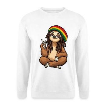 Cooles Rastafari Faultier - Unisex Pullover - Weiß - Vorne