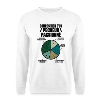 Composition d’un pêcheur passionné - Sweat-shirt Unisexe - blanc - Devant