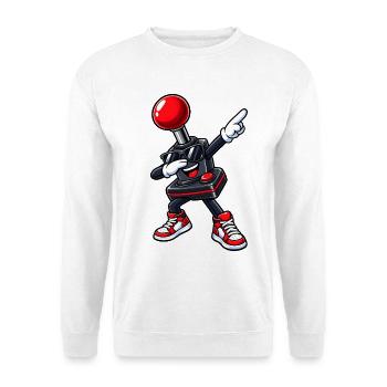 Dabbing Retro Joystick – Gaming Nostalgie - Unisex Pullover - Weiß - Vorne - Alina (178cm) & Michal (187cm)
