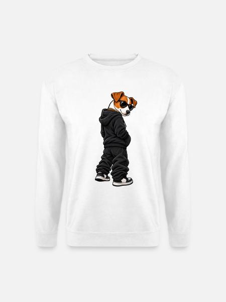 Gangster Jack Russell im Streetwear Look - Unisex Pullover - Weiß