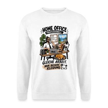 Profi im Homeoffice mit Hund und Faultier - Unisex Pullover - Weiß - Vorne - Alina (178cm) & Michal (187cm)