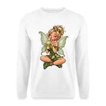 Süße Fee mit Matcha Latte - Unisex Pullover - Weiß - Vorne - Alina (178cm) & Michal (187cm)