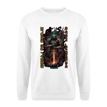 Cyber Knight Legende - Unisex Pullover - Weiß - Vorne - Alina (178cm) & Michal (187cm)