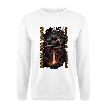 Cyber-Ritter der Legende - Unisex Pullover - Weiß - Vorne - Alina (178cm) & Michal (187cm)