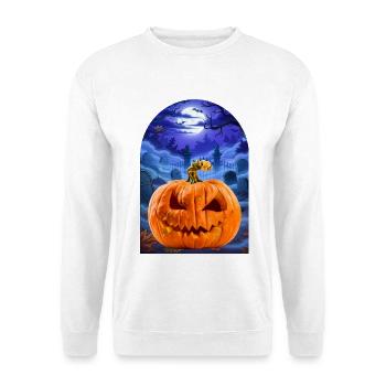 Halloween Pumpkin - Unisex Pullover - Weiß - Vorne - Alina (178cm) & Michal (187cm)