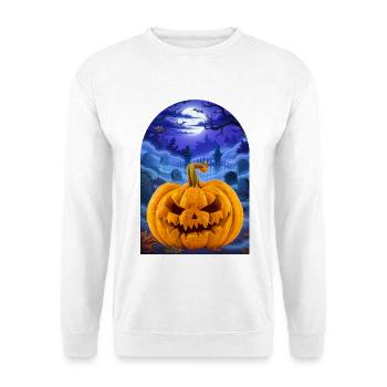 Halloween Pumpkin - Unisex Pullover - Weiß - Vorne - Alina (178cm) & Michal (187cm)