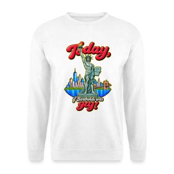 Today, if Bartholdi was gay! - Unisex Pullover - Weiß - Vorne - Alina (178cm) & Michal (187cm)