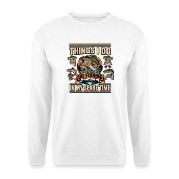 Vintage Fishing Bass Retro Angler T-Shirt - Unisex Pullover - Weiß - Vorne - Alina (178cm) & Michal (187cm)