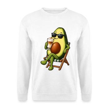 Avocado mit Latte Macchiato - Unisex Pullover - Weiß - Vorne - Alina (178cm) & Michal (187cm)