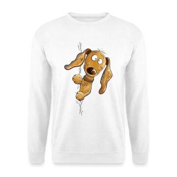 Lustiger Dackel Teckel Cartoon Dachshund Hund - Unisex Pullover - Weiß - Vorne - Alina (178cm) & Michal (187cm)