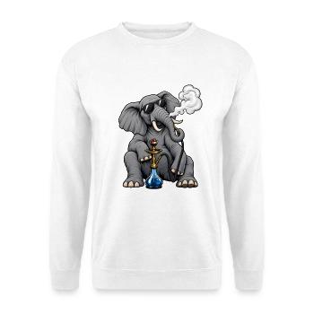 Elefant mit Shisha - Unisex Pullover - Weiß - Vorne - Alina (178cm) & Michal (187cm)