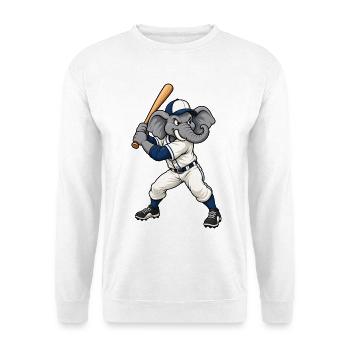 Elefant beim Baseball - Unisex Pullover - Weiß - Vorne - Alina (178cm) & Michal (187cm)