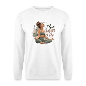 Ich liebe Yoga – Yoga Girl - Unisex Pullover - Weiß - Vorne - Alina (178cm) & Michal (187cm)