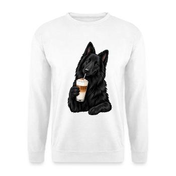 Groenendael mit Latte Macchiato - Unisex Pullover - Weiß - Vorne - Alina (178cm) & Michal (187cm)
