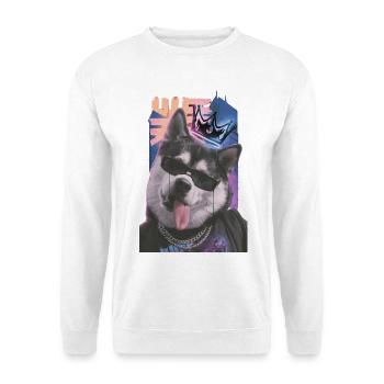 König Hund Neon Streetwear - Unisex Pullover - Weiß - Vorne - Alina (178cm) & Michal (187cm)