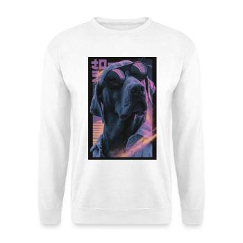Neon-Vaporwave Hund - Unisex Pullover - Weiß - Vorne - Alina (178cm) & Michal (187cm)