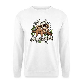 Heute leider im Energiesparmodus - Unisex Pullover - Weiß - Vorne - Alina (178cm) & Michal (187cm)