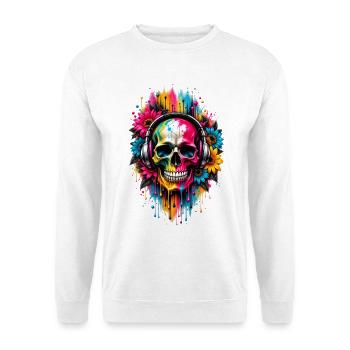 NEON BEATS – Skull in Color - Unisex Pullover - Weiß - Vorne - Alina (178cm) & Michal (187cm)