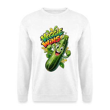 Zucchini Held Veggie Wins - Unisex Pullover - Weiß - Vorne - Alina (178cm) & Michal (187cm)