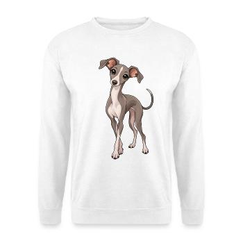 Italienisches Windspiel Kawaii Style – Süßer Hund - Unisex Pullover - Weiß - Vorne - Alina (178cm) & Michal (187cm)