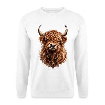 Highland Attitude – Wild & Unbeeindruckt - Unisex Pullover - Weiß - Vorne - Alina (178cm) & Michal (187cm)