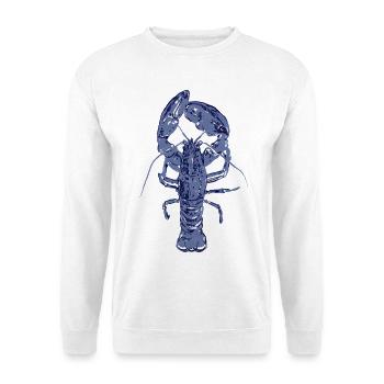Blauer Hummer - Unisex Pullover - Weiß - Vorne - Alina (178cm) & Michal (187cm)
